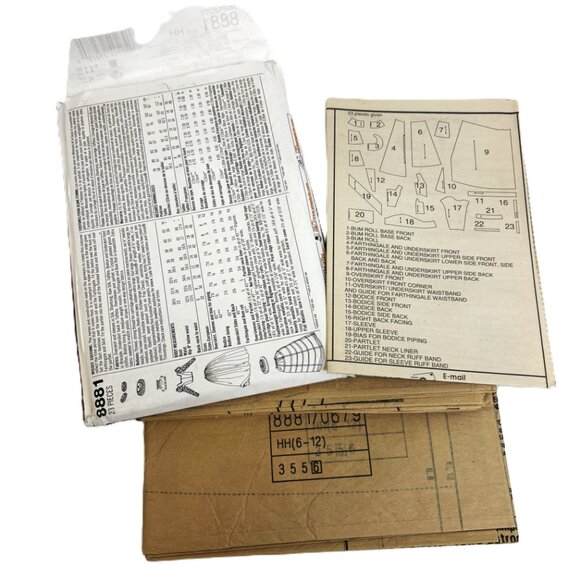 Simplicity 8881 UNCUT Sewing Pattern Medieval Elizabethan Costume Vtg Sz 6-12 - Picture 3 of 7